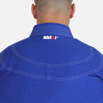 Supreme Brazilian Jiu Jitsu Uniform - Blue Close up of SMAI Logo on back of neck