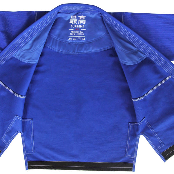 Supreme Brazilian Jiu Jitsu Uniform - Blue Flat Lay gi open