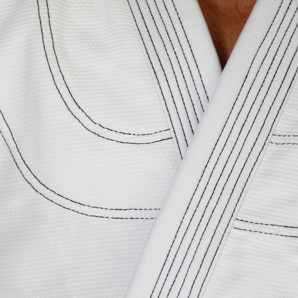Supreme Brazilian Jiu Jitsu Uniform - White close up of stitching