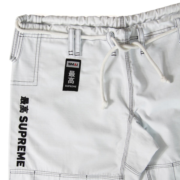 Supreme Brazilian Jiu Jitsu Uniform - White Close up of pant details