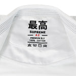 Supreme Brazilian Jiu Jitsu Uniform - White Close up of sizing tag on inner gi