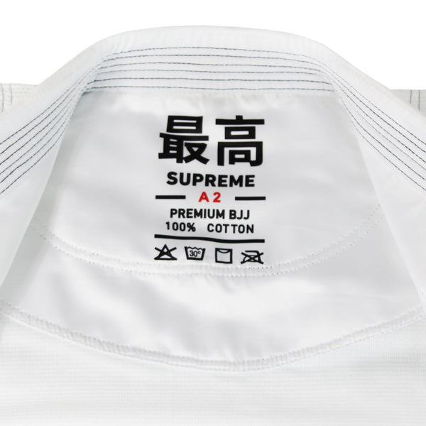 Supreme Brazilian Jiu Jitsu Uniform - White Close up of sizing tag on inner gi