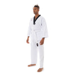 TKD Uniform Classic - 8oz Ribbed Student Dobok (Black V-Neck) Front side View