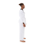 TKD Uniform Classic - 8oz Ribbed Student Dobok (Black V-Neck) Side View