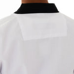TKD Uniform Classic - 8oz Ribbed Student Dobok (Black V-Neck) Close up of back of neck