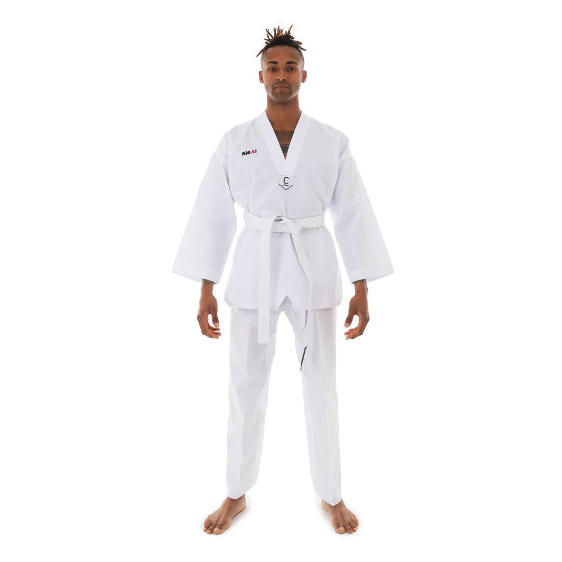 TAEKWO Yamasaki V2 Ribbed Taekwondo Uniform - 8oz Black V-Neck