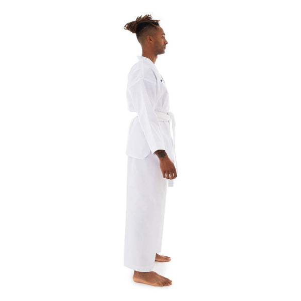 TKD Uniform Classic - 8oz Ribbed Student Dobok (White V-Neck) Side View