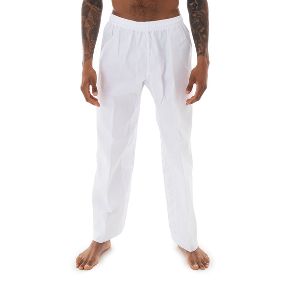 TKD Uniform Classic - 8oz Ribbed Student Dobok (White V-Neck) Pants front view