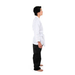 Karate Uniform - 8oz Student Gi Salt & Pepper (Black & White) Side View 