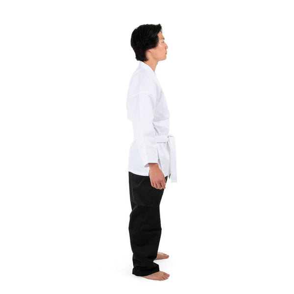 Karate Uniform - 8oz Student Gi Salt & Pepper (Black & White) Side View 