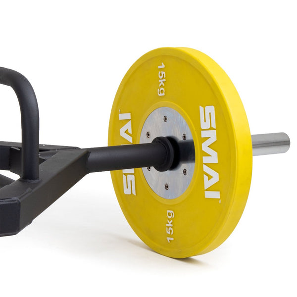 SMAI Olympic Hex Trap Barbell with 15kg Plate close up
