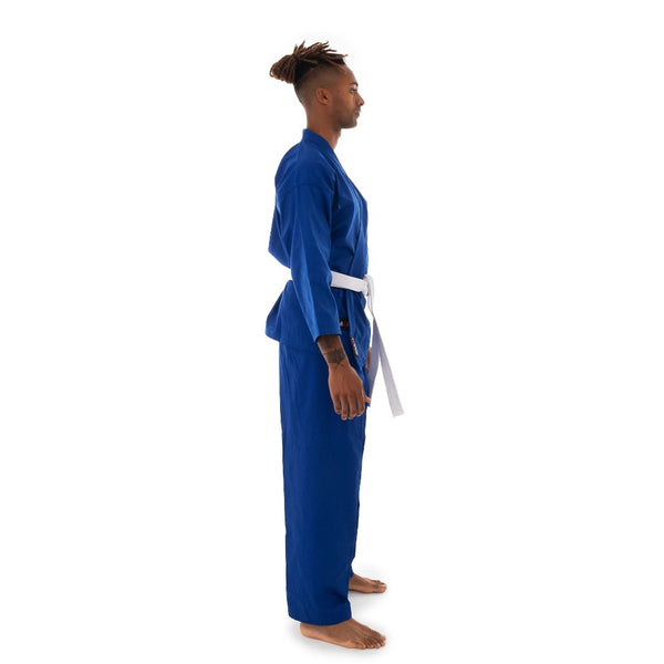Karate Uniform - 8oz Student Gi (Blue) Side View
