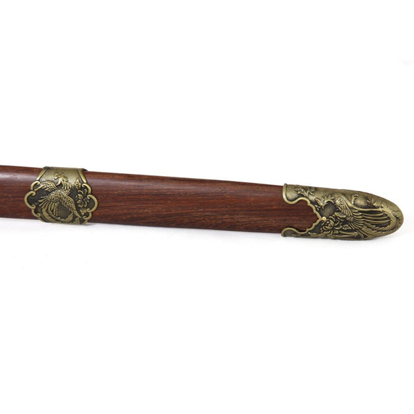 Tai Chi - Jian Stainless Rosewood Close up of end of sheath