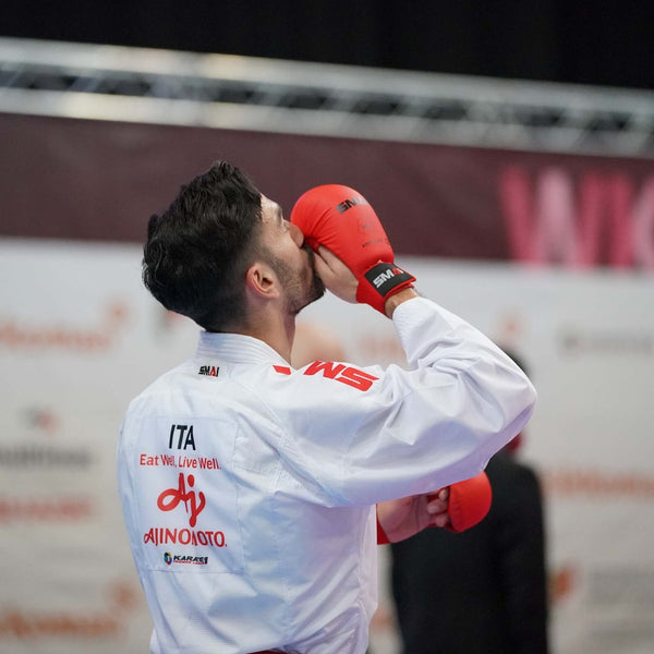 Karate Gloves - WKF Approved Red worn by Angelo Crescenzo