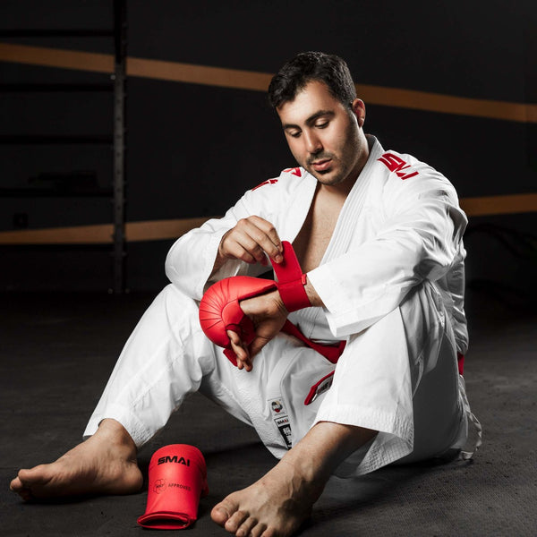 Karate Gloves - WKF Approved Red worn by Sajad Ganjzadeh