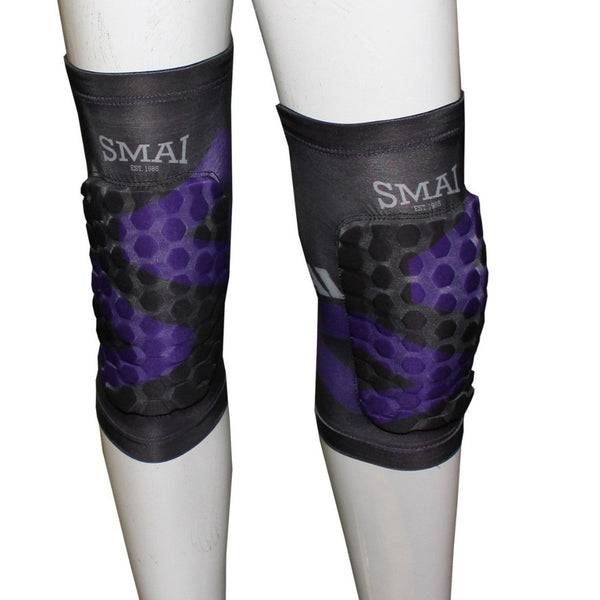 SMAI Knee Guard Womens (Pair) Black and Purple on mannequin 