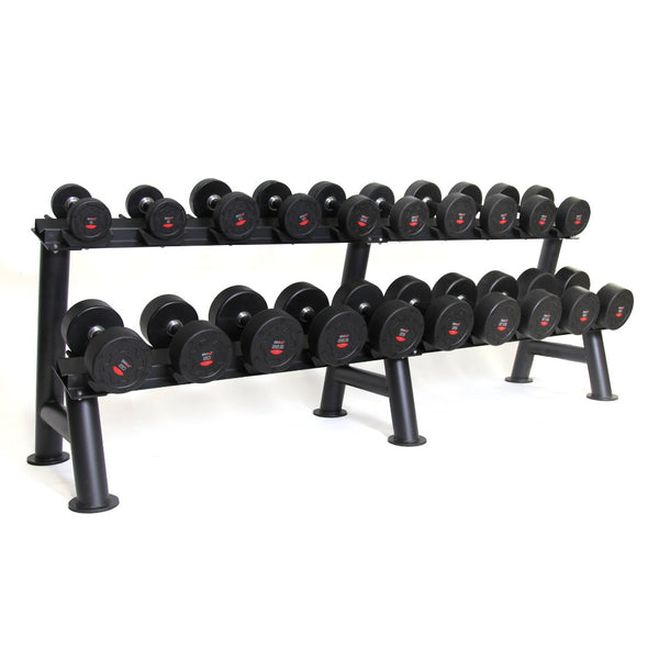 Commercial Dumbbell Set with Rack 5-30kg Side Front View