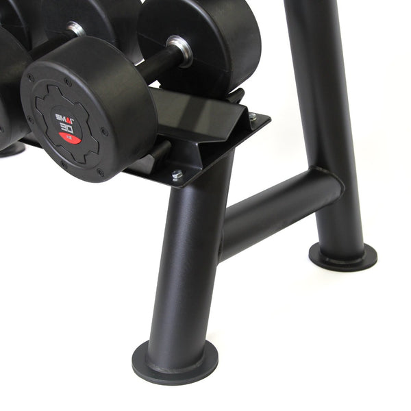 Commercial Dumbbell Set with Rack 5-30kg Close up of Rack legs