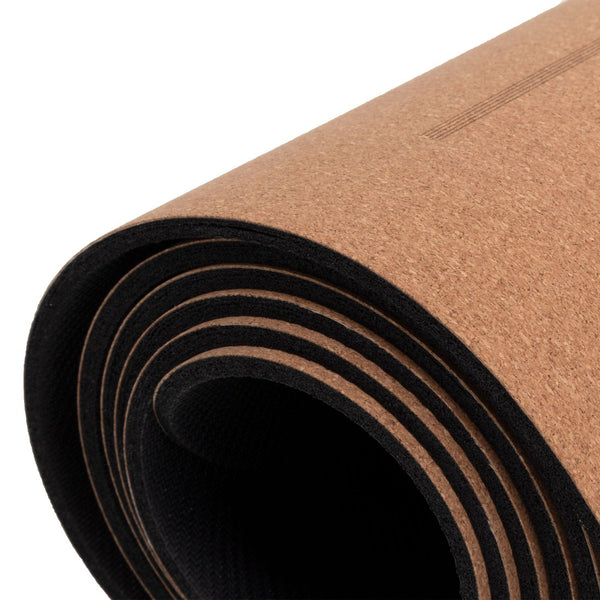 Yoga Mat Cork Alignment Rolled