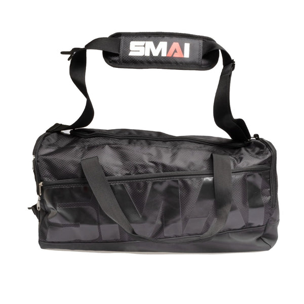 Shoulder strap of SMAI duffle bag  triple black gym bag boxing bag training bag