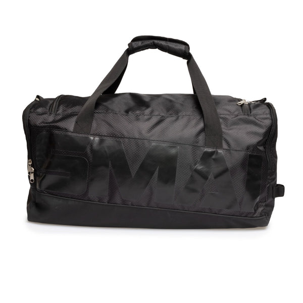 Rear of SMAI duffle bag  triple black gym bag boxing bag training bag