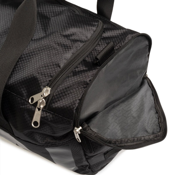 End pocket of SMAI duffle bag  triple black gym bag boxing bag training bag
