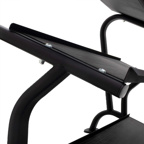 SMAI Black Dumbbell 3 Tier Elite Rack (empty) Close up of Shelf Rubber Details