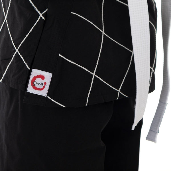 Hapkido Uniform - 8oz Dobok (Black) Close up of Lappel SMAI