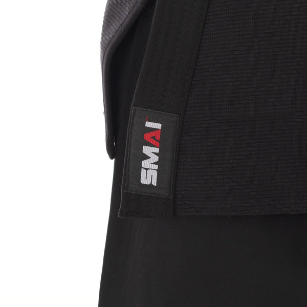 Judo Uniform - Single Weave Gi (Black) Close up of SMAI logo on Lappel