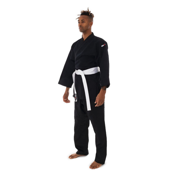 Judo Uniform - Single Weave Gi (Black) Front/Side View