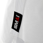 Judo Uniform - Single Weave Gi (White) Close up of SMAI Logo on Lappel