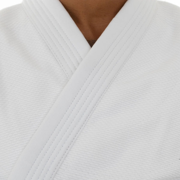 Judo Uniform - Single Weave Gi (White) Close up of lappel