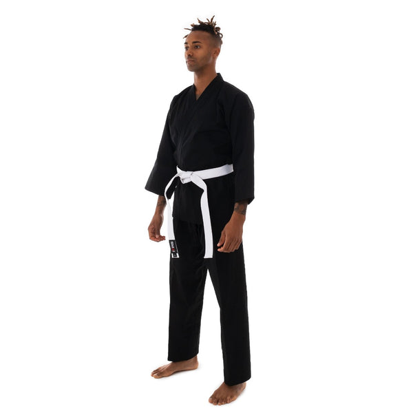 Karate Uniform - 8oz Student Gi (Black) Side/front View 