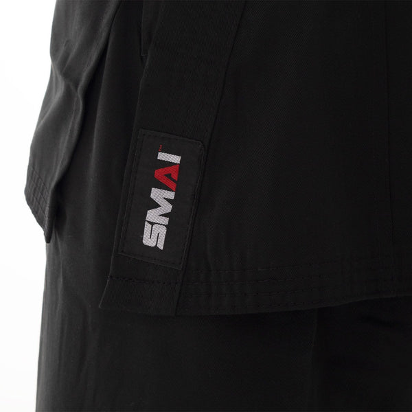 Karate Uniform - 8oz Student Gi (Black) Close up of lappel