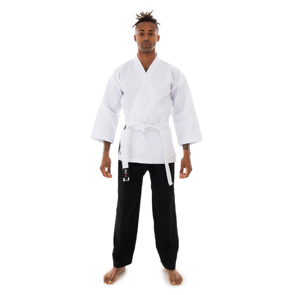 Karate Uniform - 8oz Student Gi Salt & Pepper (Black & White) Front View 2