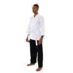 Karate Uniform - 8oz Student Gi Salt & Pepper (Black & White) Front/Side View 
