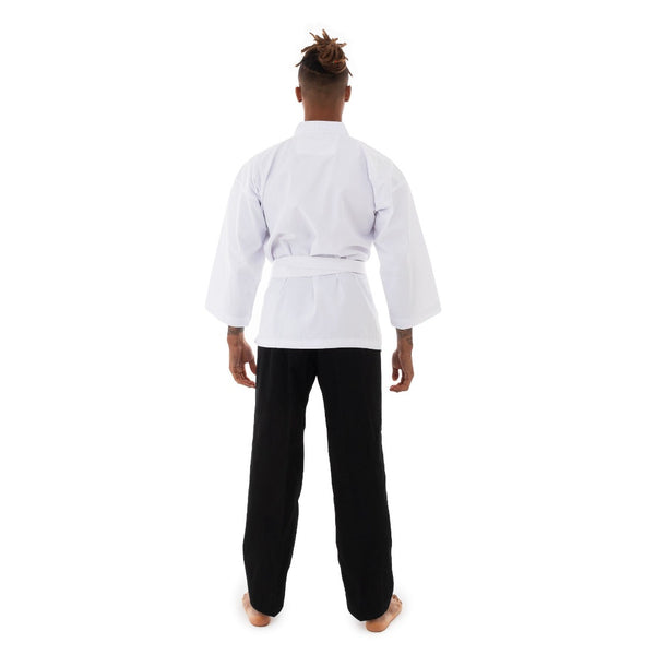 Karate Uniform - 8oz Student Gi Salt & Pepper (Black & White) Back View 2