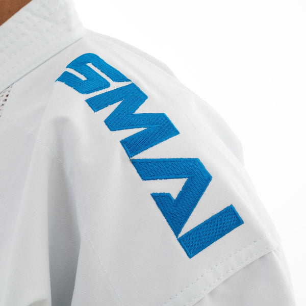 WKF Karate Uniform - 14oz Premium Kata Gi - Kaminari X SMAI Shoulder blue