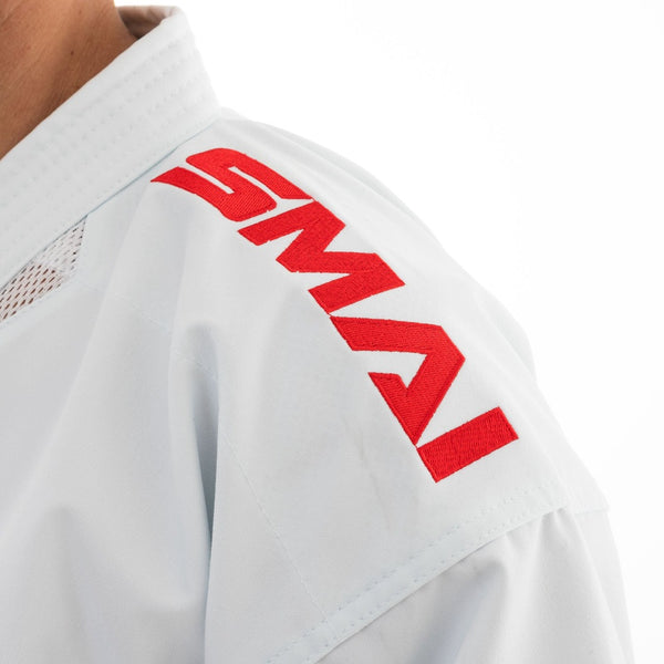WKF Karate Uniform - 14oz Premium Kata Gi - Kaminari X SMAI Shoulder red