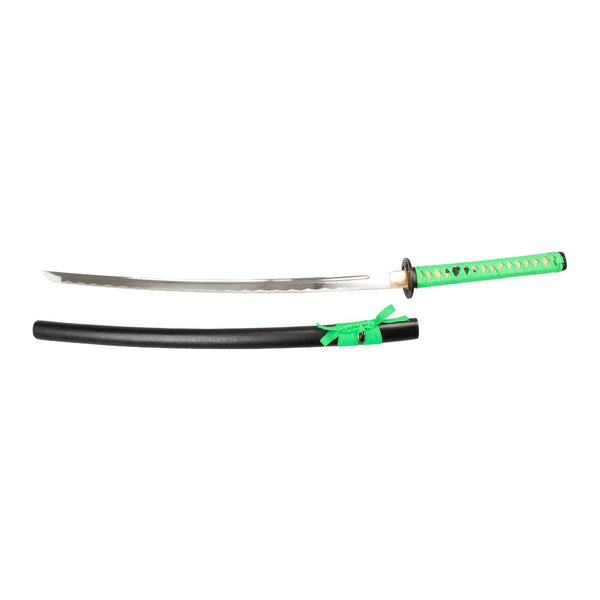 Katana - Iaito Demo Green Sword and Saya Flat lay