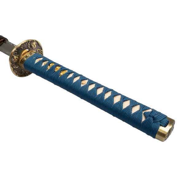 Katana - High Carbon Black / Blue Close up of handle