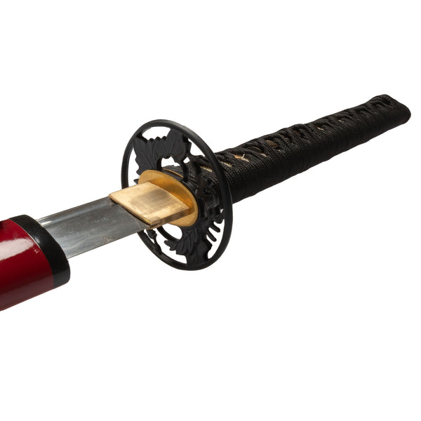 Katana - Damascus Maroon Close up of handle 3