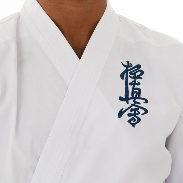 Kyokushin Uniform - 8oz Student Gi Close up of Chest Embroidery