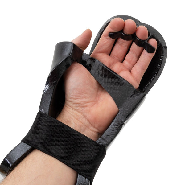 Martial Arts Gloves - Dipped Full Wrist Palm View Hand Wearing Glove