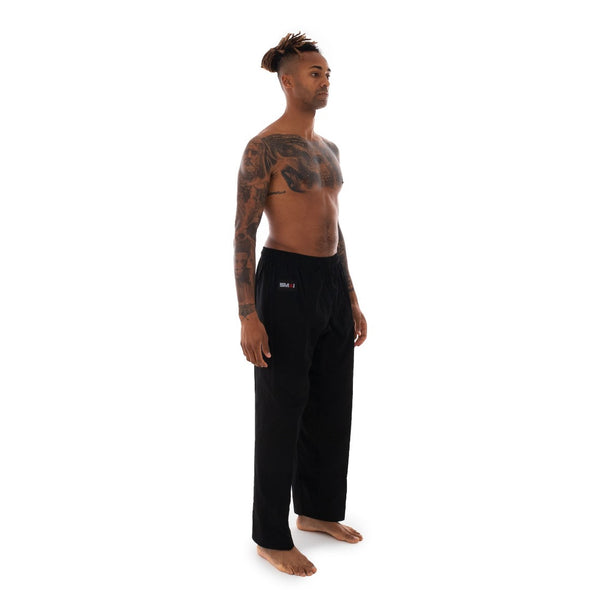 Martial Arts Pants - 8oz Black Front/Side View