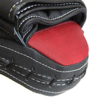 Elite85 Boxing Mitts Close up of Red Detailing back