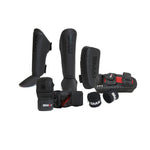 Elite85 Kickboxing Combo includes 1 x Pair Elite85 MMA Hybrid Sparring Gloves  1 x Pair Elite85 Thai Shin Guards  1 x Pair of Elite85 Thai Pads  1 x Pair Boxing Wraps in Black