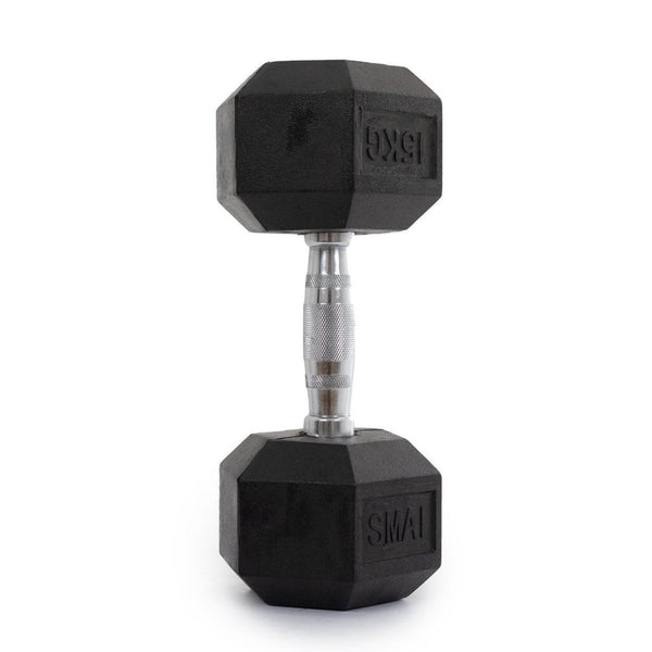 Rubber Hex Dumbbells (Pair) - Classic 15kg