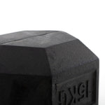 Rubber Hex Dumbbells Classic - Set 32.5kg-40kg Pairs Close up of rubber material