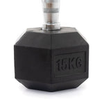 Rubber Hex Dumbbells Classic - Set 22.5kg-30kg Pairs Close up of 15kg Head